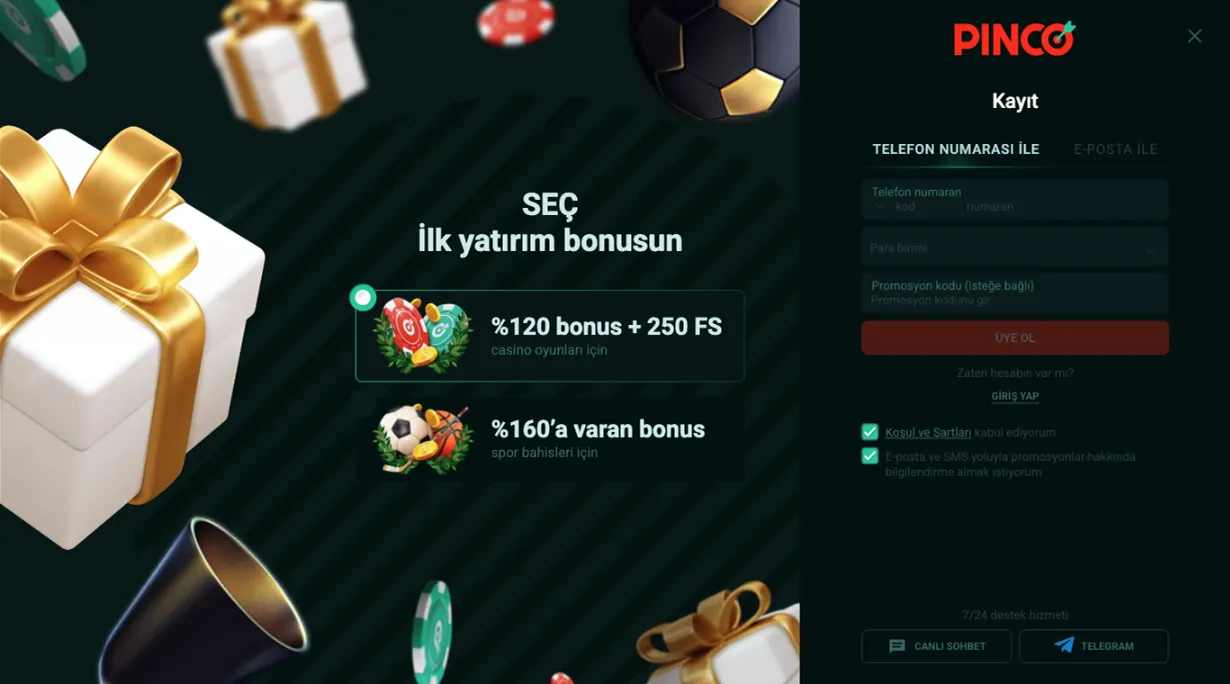 Her türlü Register pinco casino